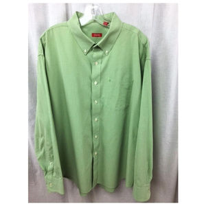Mens Izod Green Gingham LS Button Casual Shirt XXL
